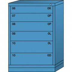 Lyon - 6 Drawer, Standard Counter - Single Drawer Access Cabinet - Steel, 30" Wide x 28-1/4" Deep x 44-1/4" High, Wedgewood Blue - Exact Tooling