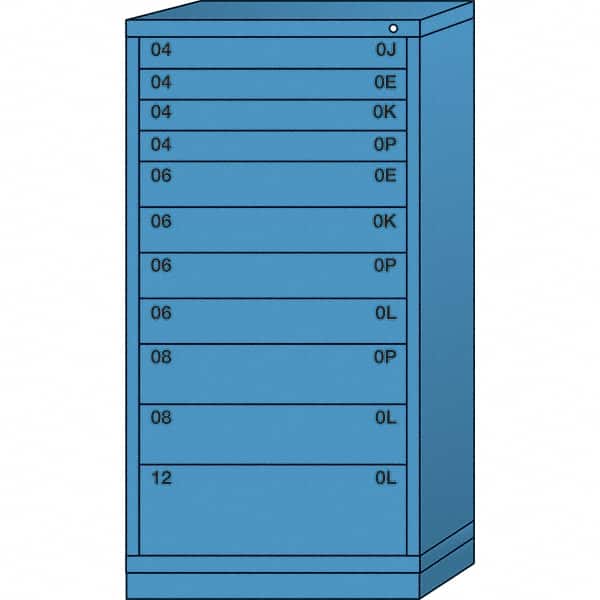Lyon - 11 Drawer, Standard Eye-Level - Multiple Drawer Access Cabinet - Steel, 30" Wide x 28-1/4" Deep x 59-1/4" High, Wedgewood Blue - Exact Tooling