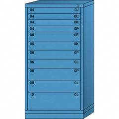 Lyon - 11 Drawer, Standard Eye-Level - Single Drawer Access Cabinet - Steel, 30" Wide x 28-1/4" Deep x 59-1/4" High, Wedgewood Blue - Exact Tooling