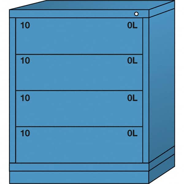Lyon - 4 Drawer, Standard Mid-Range - Single Drawer Access Cabinet - Steel, 30" Wide x 28-1/4" Deep x 37-15/79" High, Wedgewood Blue - Exact Tooling
