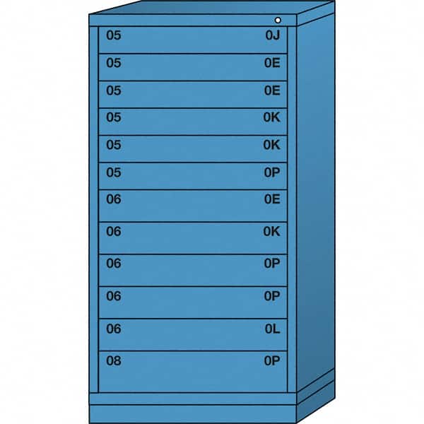 Lyon - 12 Drawer, Standard Eye-Level - Single Drawer Access Cabinet - Steel, 30" Wide x 28-1/4" Deep x 59-1/4" High, Wedgewood Blue - Exact Tooling