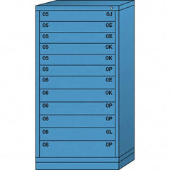 Lyon - 12 Drawer, Standard Eye-Level - Multiple Drawer Access Cabinet - Steel, 30" Wide x 28-1/4" Deep x 59-1/4" High, Wedgewood Blue - Exact Tooling