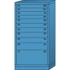 Lyon - 11 Drawer, Standard Eye-Level - Single Drawer Access Cabinet - Steel, 30" Wide x 28-1/4" Deep x 59-1/4" High, Wedgewood Blue - Exact Tooling