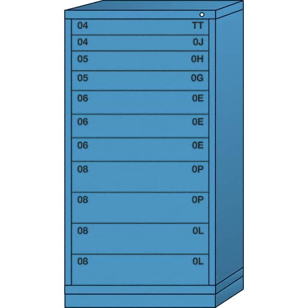 Lyon - 11 Drawer, Standard Eye-Level - Multiple Drawer Access Cabinet - Steel, 30" Wide x 28-1/4" Deep x 59-1/4" High, Wedgewood Blue - Exact Tooling