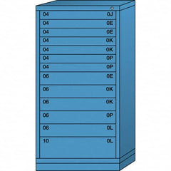 Lyon - 13 Drawer, Standard Eye-Level - Multiple Drawer Access Cabinet - Steel, 30" Wide x 28-1/4" Deep x 59-1/4" High, Wedgewood Blue - Exact Tooling