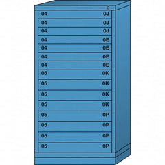 Lyon - 15 Drawer, Standard Eye-Level - Multiple Drawer Access Cabinet - Steel, 30" Wide x 28-1/4" Deep x 59-1/4" High, Wedgewood Blue - Exact Tooling