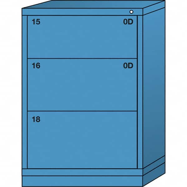 Lyon - 3 Drawer, Standard Counter - Multiple Drawer Access Cabinet - Steel, 30" Wide x 28-1/4" Deep x 44-1/4" High, Wedgewood Blue - Exact Tooling