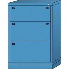 Lyon - 3 Drawer, Standard Counter - Single Drawer Access Cabinet - Steel, 30" Wide x 28-1/4" Deep x 44-1/4" High, Wedgewood Blue - Exact Tooling