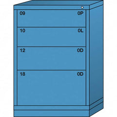 Lyon - 4 Drawer, Standard Counter - Single Drawer Access Cabinet - Steel, 30" Wide x 28-1/4" Deep x 44-1/4" High, Wedgewood Blue - Exact Tooling