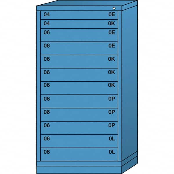 Lyon - 12 Drawer, Standard Eye-Level - Single Drawer Access Cabinet - Steel, 30" Wide x 28-1/4" Deep x 59-1/4" High, Wedgewood Blue - Exact Tooling