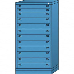 Lyon - 12 Drawer, Standard Eye-Level - Single Drawer Access Cabinet - Steel, 30" Wide x 28-1/4" Deep x 59-1/4" High, Wedgewood Blue - Exact Tooling