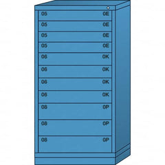 Lyon - 11 Drawer, Standard Eye-Level - Single Drawer Access Cabinet - Steel, 30" Wide x 28-1/4" Deep x 59-1/4" High, Wedgewood Blue - Exact Tooling