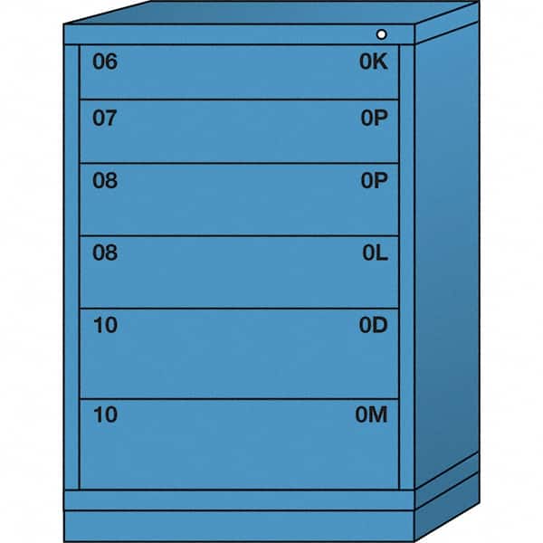 Lyon - 6 Drawer, Standard Counter - Single Drawer Access Cabinet - Steel, 30" Wide x 28-1/4" Deep x 44-1/4" High, Wedgewood Blue - Exact Tooling