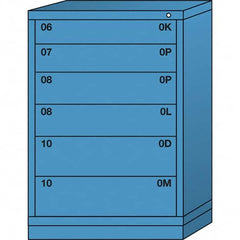 Lyon - 6 Drawer, Standard Counter - Single Drawer Access Cabinet - Steel, 30" Wide x 28-1/4" Deep x 44-1/4" High, Wedgewood Blue - Exact Tooling