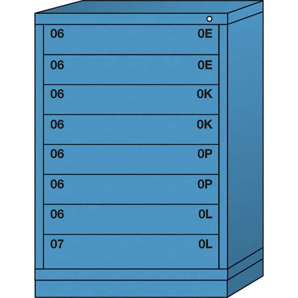 Lyon - 8 Drawer, Standard Counter - Multiple Drawer Access Cabinet - Steel, 30" Wide x 28-1/4" Deep x 44-1/4" High, Wedgewood Blue - Exact Tooling