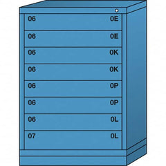 Lyon - 8 Drawer, Standard Counter - Single Drawer Access Cabinet - Steel, 30" Wide x 28-1/4" Deep x 44-1/4" High, Wedgewood Blue - Exact Tooling