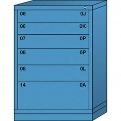 Lyon - 6 Drawer, Standard Counter - Single Drawer Access Cabinet - Steel, 30" Wide x 28-1/4" Deep x 44-1/4" High, Wedgewood Blue - Exact Tooling