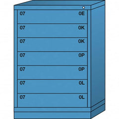 Lyon - 7 Drawer, Standard Counter - Single Drawer Access Cabinet - Steel, 30" Wide x 28-1/4" Deep x 44-1/4" High, Wedgewood Blue - Exact Tooling
