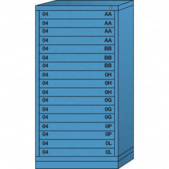 Lyon - 17 Drawer, Standard Eye-Level - Multiple Drawer Access Cabinet - Steel, 30" Wide x 28-1/4" Deep x 59-1/4" High, Wedgewood Blue - Exact Tooling