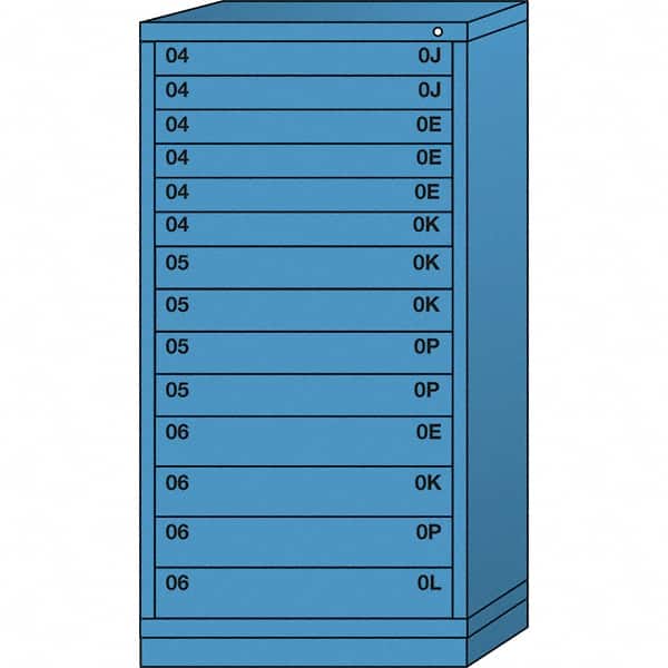 Lyon - 14 Drawer, Standard Eye-Level - Multiple Drawer Access Cabinet - Steel, 30" Wide x 28-1/4" Deep x 59-1/4" High, Wedgewood Blue - Exact Tooling