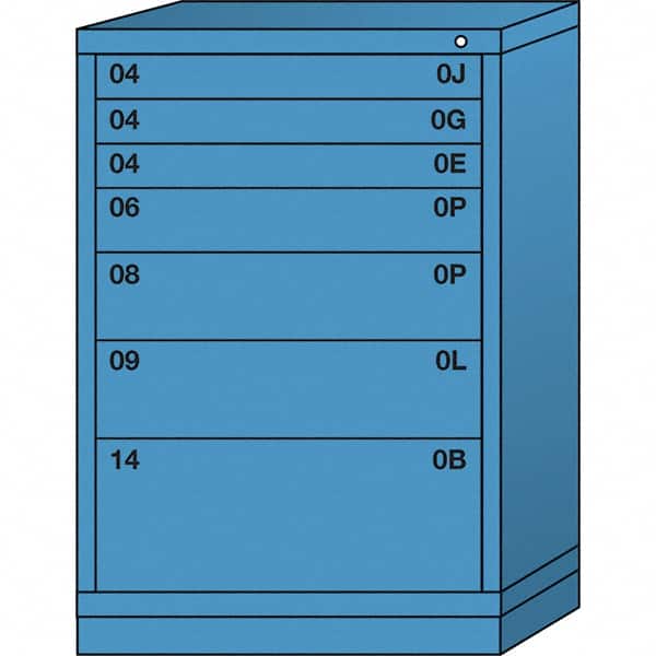 Lyon - 7 Drawer, Standard Counter - Multiple Drawer Access Cabinet - Steel, 30" Wide x 28-1/4" Deep x 44-1/4" High, Wedgewood Blue - Exact Tooling