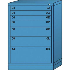 Lyon - 7 Drawer, Standard Counter - Single Drawer Access Cabinet - Steel, 30" Wide x 28-1/4" Deep x 44-1/4" High, Wedgewood Blue - Exact Tooling