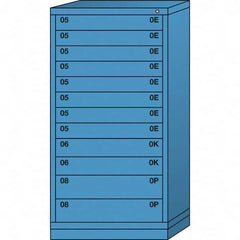 Lyon - 12 Drawer, Standard Eye-Level - Single Drawer Access Cabinet - Steel, 30" Wide x 28-1/4" Deep x 59-1/4" High, Wedgewood Blue - Exact Tooling
