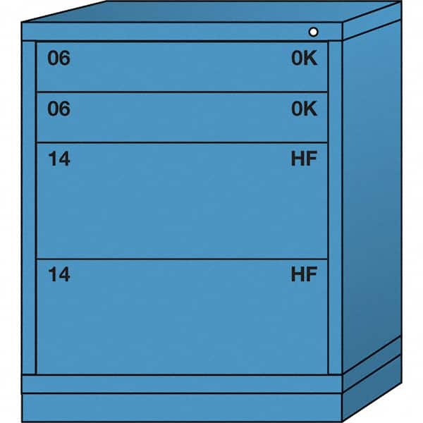 Lyon - 4 Drawer, Standard Mid-Range - Multiple Drawer Access Cabinet - Steel, 30" Wide x 28-1/4" Deep x 37-15/79" High, Wedgewood Blue - Exact Tooling