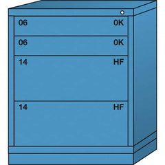 Lyon - 4 Drawer, Standard Mid-Range - Single Drawer Access Cabinet - Steel, 30" Wide x 28-1/4" Deep x 37-15/79" High, Wedgewood Blue - Exact Tooling