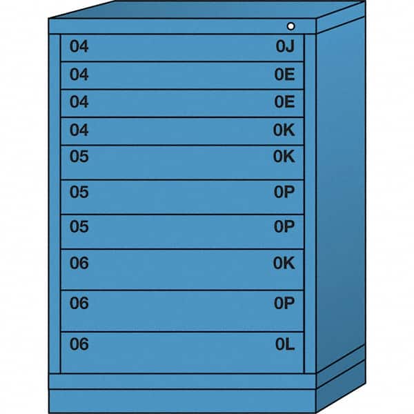 Lyon - 10 Drawer, Standard Counter - Multiple Drawer Access Cabinet - Steel, 30" Wide x 28-1/4" Deep x 44-1/4" High, Wedgewood Blue - Exact Tooling