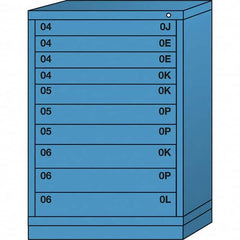 Lyon - 10 Drawer, Standard Counter - Multiple Drawer Access Cabinet - Steel, 30" Wide x 28-1/4" Deep x 44-1/4" High, Wedgewood Blue - Exact Tooling