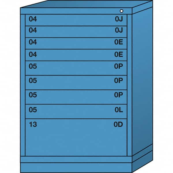 Lyon - 9 Drawer, Standard Counter - Single Drawer Access Cabinet - Steel, 30" Wide x 28-1/4" Deep x 44-1/4" High, Wedgewood Blue - Exact Tooling