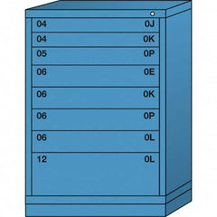 Lyon - 8 Drawer, Standard Counter - Multiple Drawer Access Cabinet - Steel, 30" Wide x 28-1/4" Deep x 44-1/4" High, Wedgewood Blue - Exact Tooling