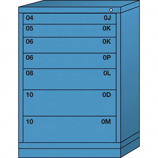 Lyon - 7 Drawer, Standard Counter - Multiple Drawer Access Cabinet - Steel, 30" Wide x 28-1/4" Deep x 44-1/4" High, Wedgewood Blue - Exact Tooling