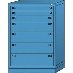 Lyon - 7 Drawer, Standard Counter - Single Drawer Access Cabinet - Steel, 30" Wide x 28-1/4" Deep x 44-1/4" High, Wedgewood Blue - Exact Tooling