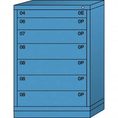 Lyon - 7 Drawer, Standard Counter - Single Drawer Access Cabinet - Steel, 30" Wide x 28-1/4" Deep x 44-1/4" High, Wedgewood Blue - Exact Tooling
