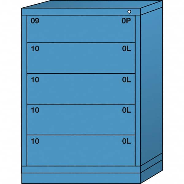 Lyon - 5 Drawer, Standard Counter - Multiple Drawer Access Cabinet - Steel, 30" Wide x 28-1/4" Deep x 44-1/4" High, Wedgewood Blue - Exact Tooling