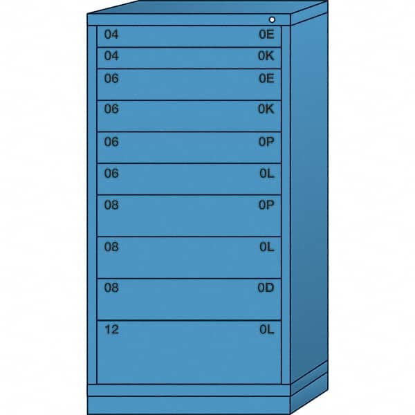 Lyon - 10 Drawer, Standard Eye-Level - Multiple Drawer Access Cabinet - Steel, 30" Wide x 28-1/4" Deep x 59-1/4" High, Wedgewood Blue - Exact Tooling