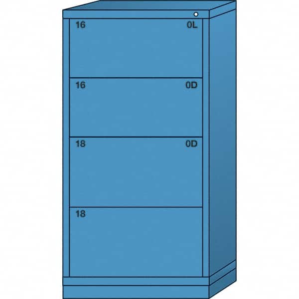 Lyon - 4 Drawer, Standard Eye-Level - Multiple Drawer Access Cabinet - Steel, 30" Wide x 28-1/4" Deep x 59-1/4" High, Wedgewood Blue - Exact Tooling