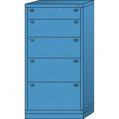Lyon - 5 Drawer, Standard Eye-Level - Multiple Drawer Access Cabinet - Steel, 30" Wide x 28-1/4" Deep x 59-1/4" High, Wedgewood Blue - Exact Tooling