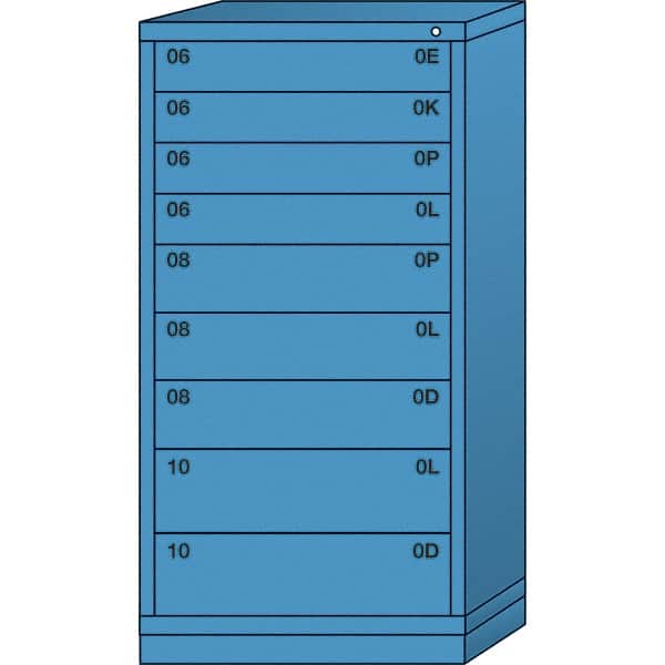 Lyon - 9 Drawer, Standard Eye-Level - Single Drawer Access Cabinet - Steel, 30" Wide x 28-1/4" Deep x 59-1/4" High, Wedgewood Blue - Exact Tooling