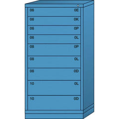 Lyon - 9 Drawer, Standard Eye-Level - Multiple Drawer Access Cabinet - Steel, 30" Wide x 28-1/4" Deep x 59-1/4" High, Wedgewood Blue - Exact Tooling