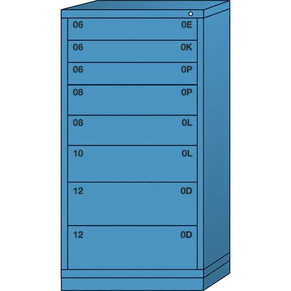 Lyon - 8 Drawer, Standard Eye-Level - Single Drawer Access Cabinet - Steel, 30" Wide x 28-1/4" Deep x 59-1/4" High, Wedgewood Blue - Exact Tooling