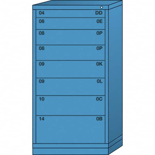 Lyon - 8 Drawer, Standard Eye-Level - Single Drawer Access Cabinet - Steel, 30" Wide x 28-1/4" Deep x 59-1/4" High, Wedgewood Blue - Exact Tooling