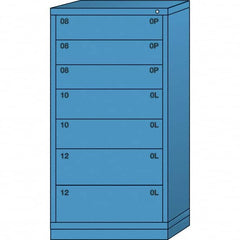 Lyon - 7 Drawer, Standard Eye-Level - Single Drawer Access Cabinet - Steel, 30" Wide x 28-1/4" Deep x 59-1/4" High, Wedgewood Blue - Exact Tooling