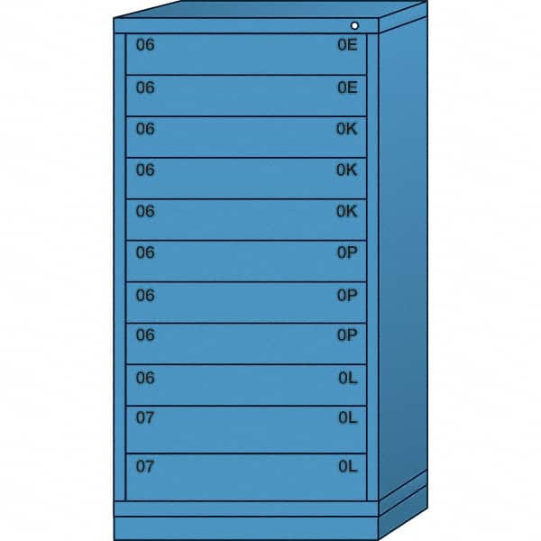 Lyon - 11 Drawer, Standard Eye-Level - Multiple Drawer Access Cabinet - Steel, 30" Wide x 28-1/4" Deep x 59-1/4" High, Wedgewood Blue - Exact Tooling