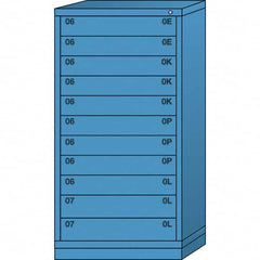 Lyon - 11 Drawer, Standard Eye-Level - Single Drawer Access Cabinet - Steel, 30" Wide x 28-1/4" Deep x 59-1/4" High, Wedgewood Blue - Exact Tooling