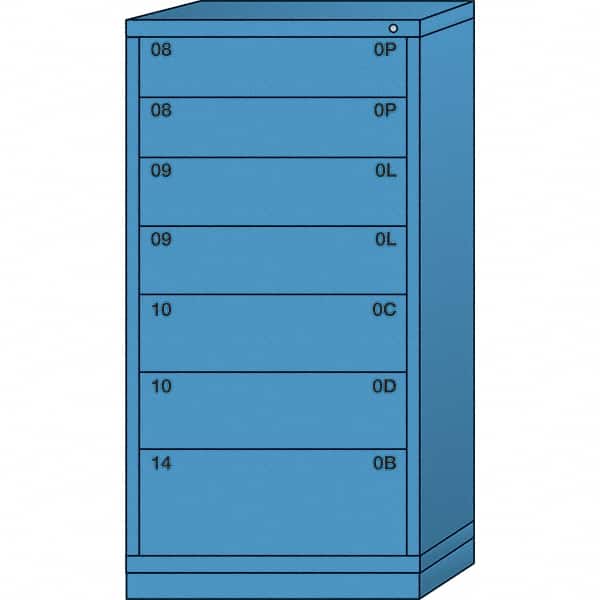 Lyon - 7 Drawer, Standard Eye-Level - Multiple Drawer Access Cabinet - Steel, 30" Wide x 28-1/4" Deep x 59-1/4" High, Wedgewood Blue - Exact Tooling