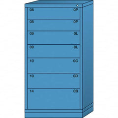 Lyon - 7 Drawer, Standard Eye-Level - Single Drawer Access Cabinet - Steel, 30" Wide x 28-1/4" Deep x 59-1/4" High, Wedgewood Blue - Exact Tooling