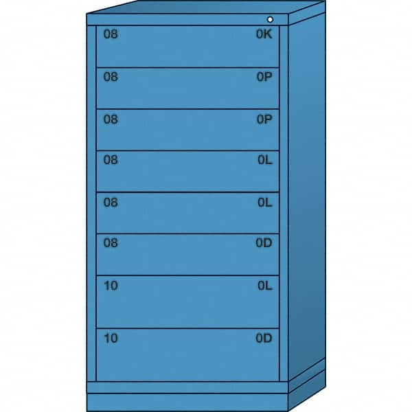 Lyon - 8 Drawer, Standard Eye-Level - Multiple Drawer Access Cabinet - Steel, 30" Wide x 28-1/4" Deep x 59-1/4" High, Wedgewood Blue - Exact Tooling